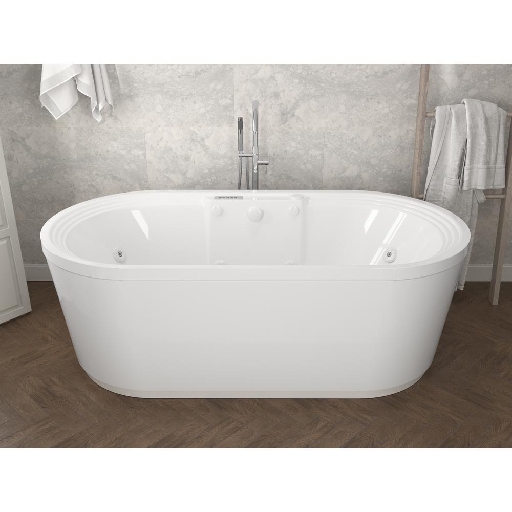 Pearl 5.6 ft. Center Drain Whirlpool and Air Bath Tub in White - Super Arbor