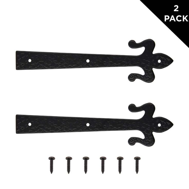 Everbilt 10 in. Black Decorative Fleur-De-Lis Strap Hinge (2-Pack)