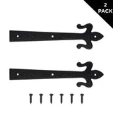 Everbilt 10 in. Black Decorative Fleur-De-Lis Strap Hinge (2-Pack)