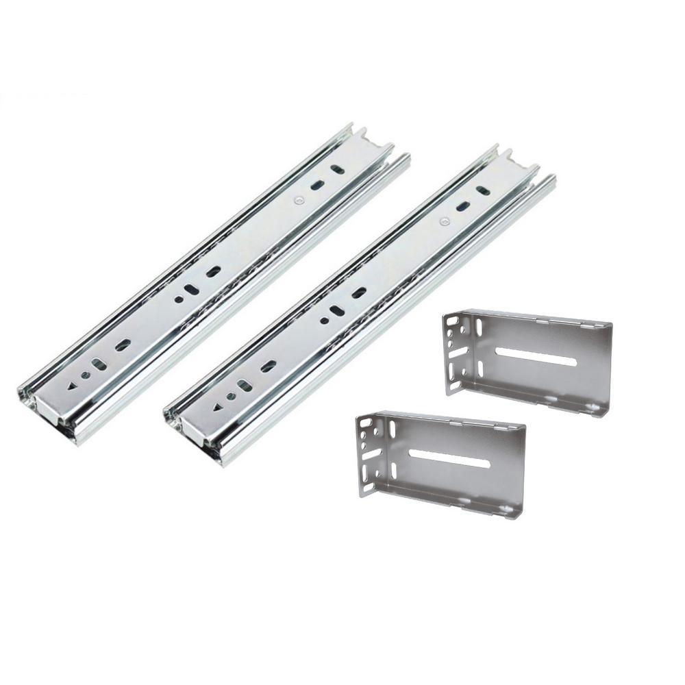 14 in. Full Extension Ball Bearing Side Mount Drawer Slide Set with Rear Bracket (4-Pair) - Super Arbor