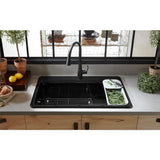Riverby Workstation Drop-In Cast Iron 33 in. 1-Hole Single Basin Kitchen Sink Kit with Accessories in White - Super Arbor