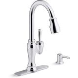 Arsdale Single-Handle Pull-Down Sprayer Kitchen Faucet with Soap/Lotion Dispenser in Vibrant Stainless - Super Arbor