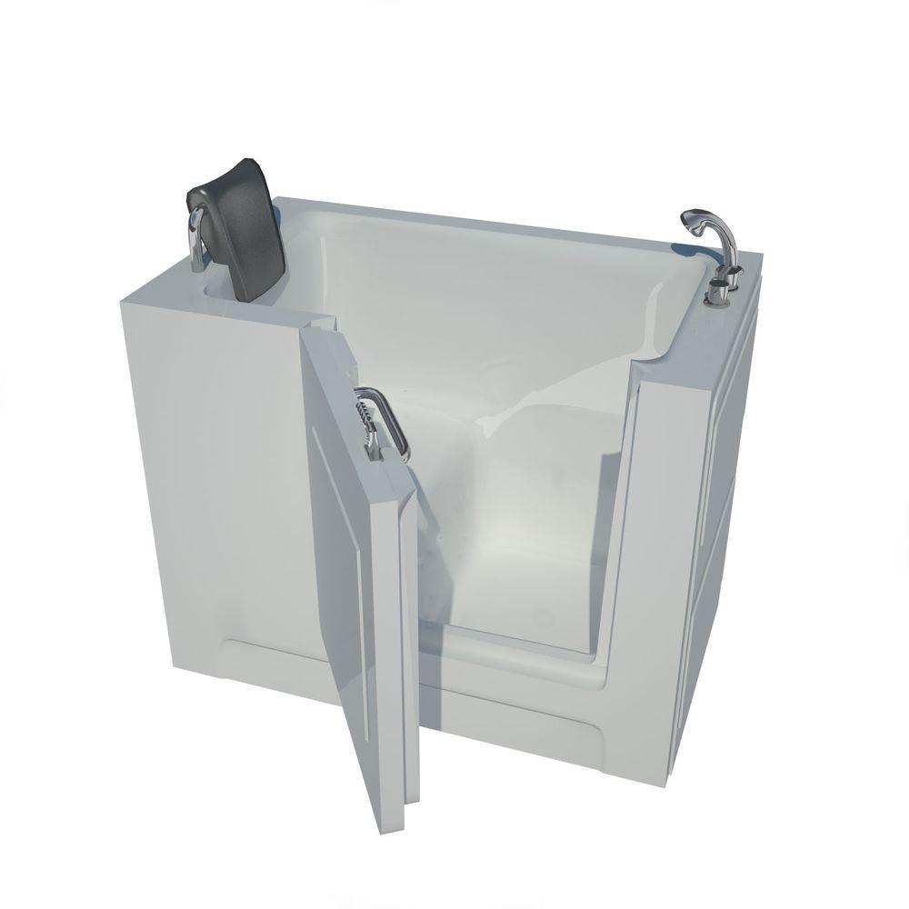 NOVA Heated Rampart 4 ft. Walk-in Non-Whirlpool Bathtub with 6 in. Tile Easy Up Adhesive Wall Surround in White - Super Arbor