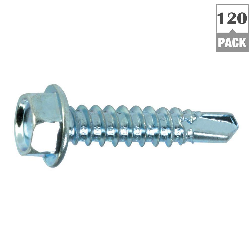 #14 x 2-1/2 in. External Hex-Washer Head Drill-Point Screw (120-Pack)