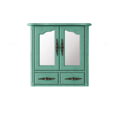 23.82 in. W x 22.28 in. H Framed Rectangular Beveled Edge Bathroom Vanity Mirror in Blue - Super Arbor