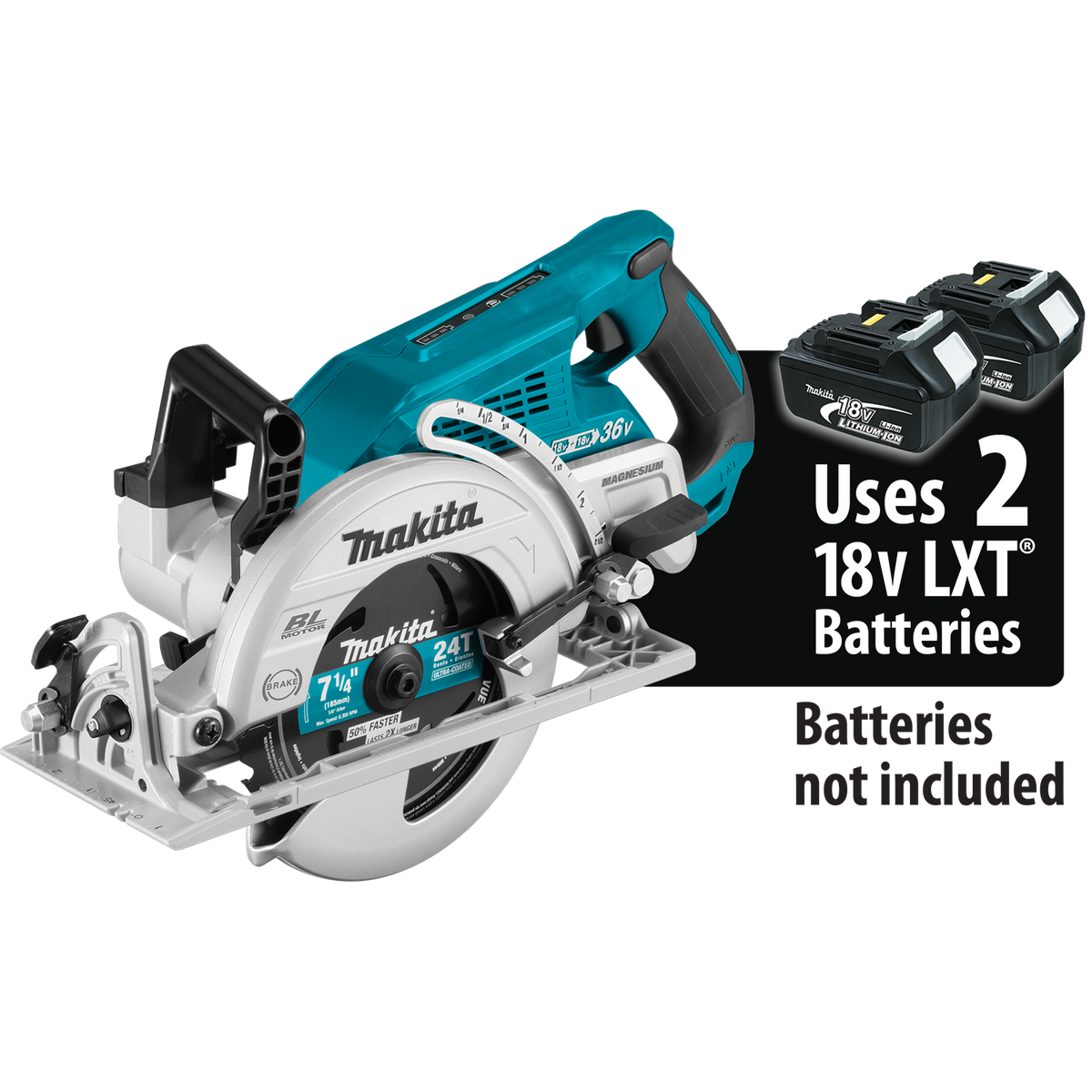 Makita 18V X2 LXT (36V) Brushless Rear-Handle 7-1/4 in. Cordless Circular Saw with BONUS 5.0Ah Battery 2-Pack