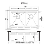 Apron-Front Stainless Steel 33 in. 16-Gauge Workstation Double Bowl 60-40 Farmhouse Kitchen Sink - Super Arbor