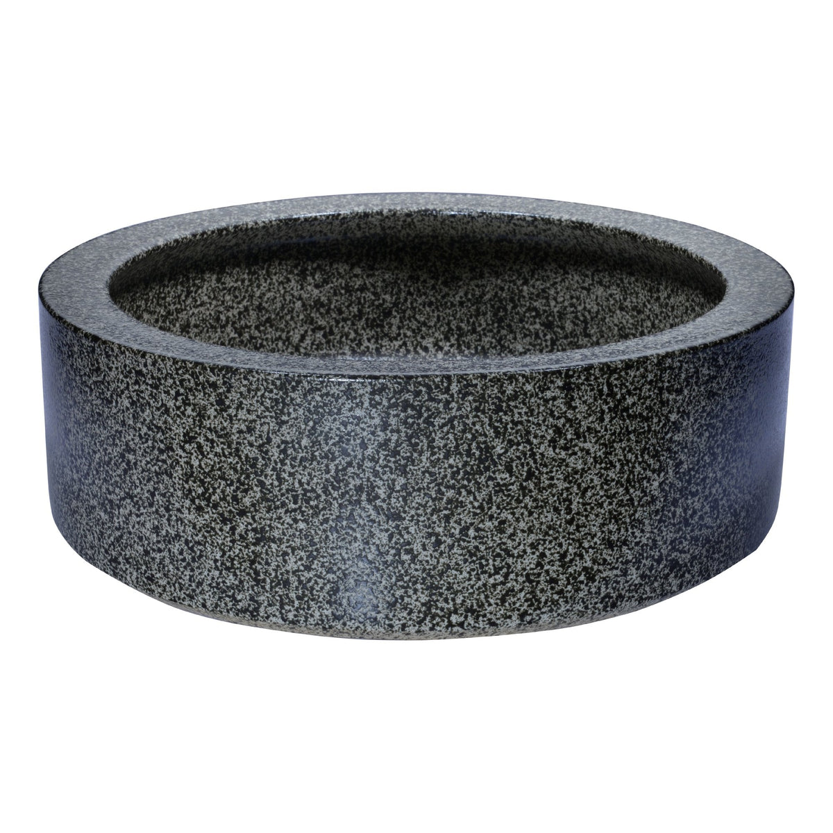 ANZZI Black Iro Round Vessel Sink, Speckled Stone, 16.5 x 5.7 in