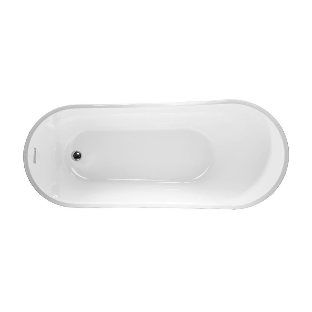 Clermont 59 in. Acrylic Freestanding Flatbottom Bathtub in White - Super Arbor