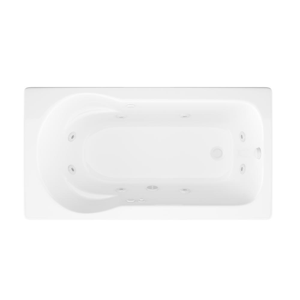 Zircon 5 ft. Right Drain Rectangular Drop-in Whirlpool Bathtub in White - Super Arbor