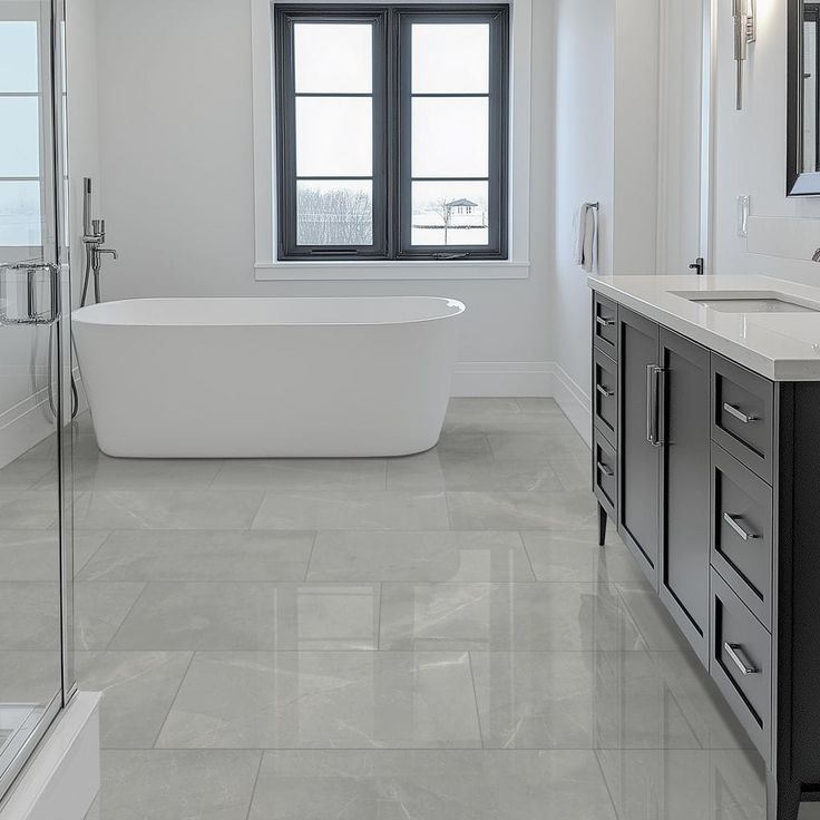 Madison Celeste 12 in. x 24 in. Polished Porcelain Stone Look Floor and Wall Tile (16 sq. ft./Case)