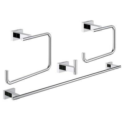 GROHE 4-Piece Essentials Cube Chrome Decorative Bathroom Hardware Set