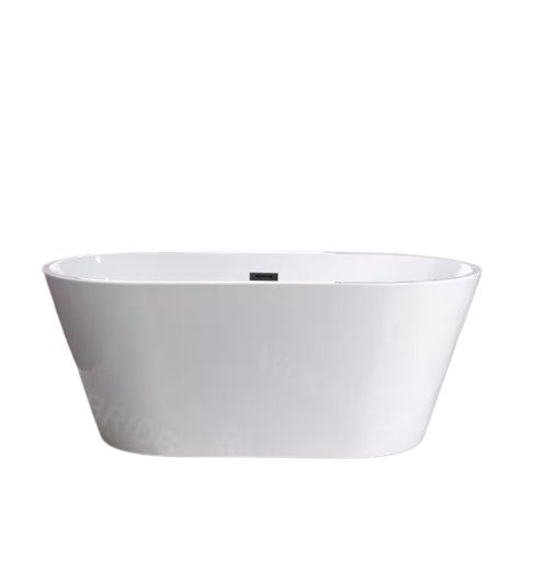 Municipality 54 in. Acrylic FlatBottom Double Ended Bathtub with Matte Black Overflow and Drain Included in White