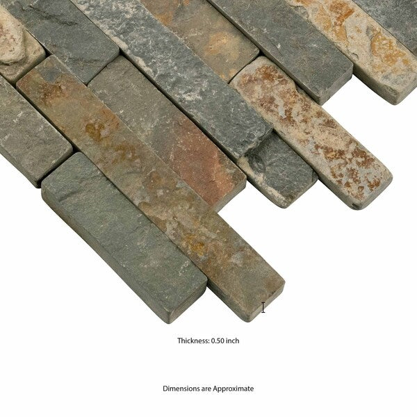MSI Rustique Interlocking 8 in. x 18 in. x 10mm Slate Mesh-Mounted Mosaic Wall Tile (10 sq. ft. / Case)