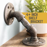 1/2 in. Black Pipe 3.75 in. W x 3.75 in. H Wall Mounted Double Flange Angled Shelf Bracket Kit (4-Pack)