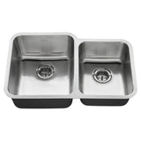 American Standard Danville 31-in x 20-in Stainless Steel Double Offset Bowl Undermount Residential Kitchen Sink