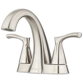 Pfister Masey Brushed Nickel 2-Handle 4-in Centerset WaterSense Bathroom Sink Faucet with Drain