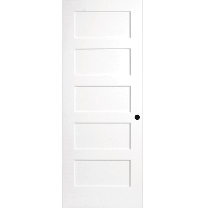 30 in. x 80 in. 5-Panel White Primed Shaker Solid Core Wood Interior Door Slab with Bore - Super Arbor