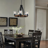 Kichler Barrington 5-Light Distressed Black and Wood Tone Rustic Chandelier, 24-Inch Diameter