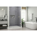 Ametrine 48 in. x 76 in. Heavy Frameless Hinge Shower Door in Brushed Nickel with 5/16 in. (8 mm) Clear Glass - Super Arbor