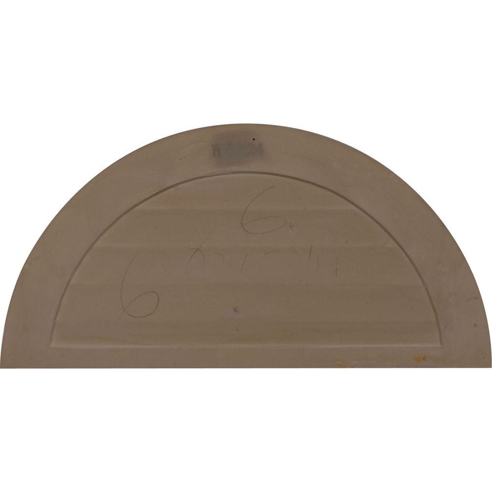 24 in in. x 12 in. Half Round Primed Polyurethane Paintable Gable Louver Vent - Super Arbor