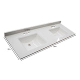 Camilla 61 in. Cultured Marble Vanity Top in Solid White with Double Basin - Super Arbor