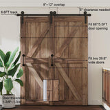 6.6 ft./79.2 in. Single Track Bypass Sliding Barn Door Hardware Kit for Double Doors Low Ceiling - Super Arbor