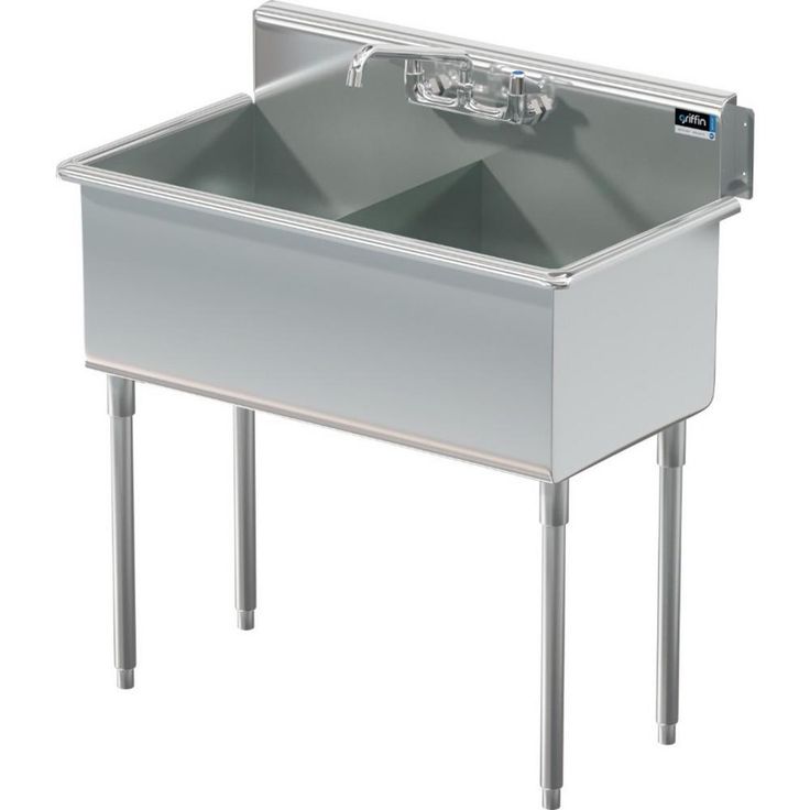 Terrell Series Stainless Steel 39x21.5 in. Freestanding  2-Hole 2-Compartment Scullery Sink with Lead-Free Faucet