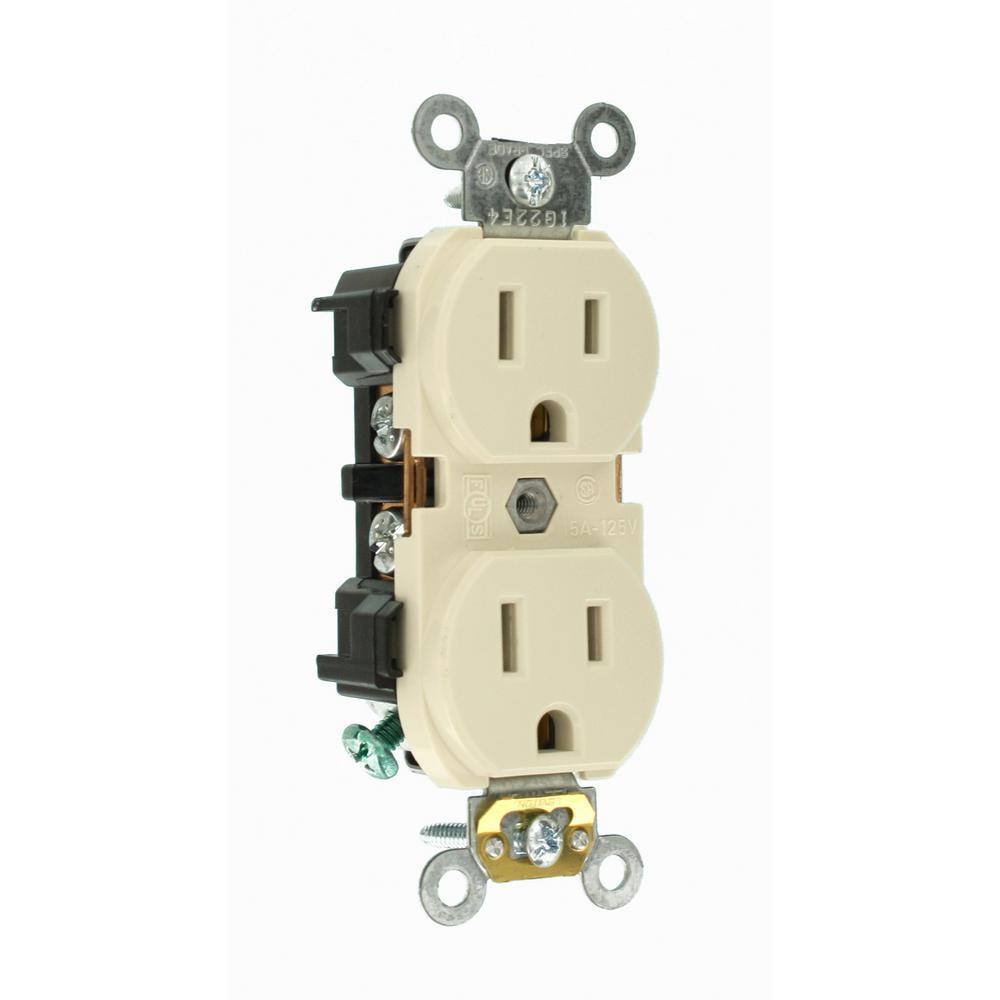 15 Amp Industrial Grade Narrow-Body Duplex Outlet, Light Almond - Super Arbor