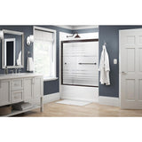 Crestfield 60 in. x 58-1/8 in. Semi-Frameless Traditional Sliding Bathtub Door in Bronze with Transition Glass - Super Arbor