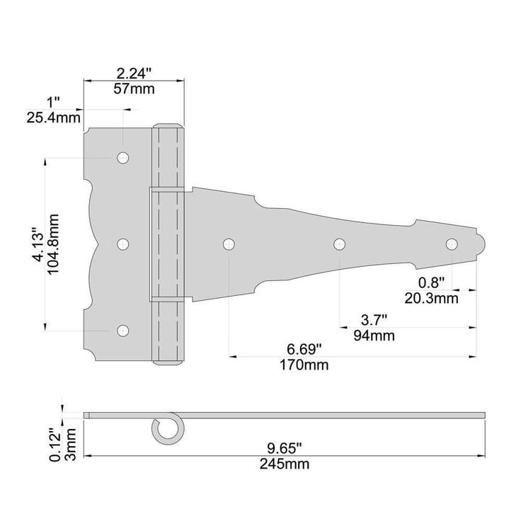 Everbilt 8 in. Black Stainless Steel Decorative Gate Tee Hinge