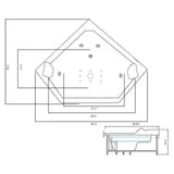 Ibiza with heater 59.05 in. Acrylic Center Drain Corner Alcove Whirlpool Bathtub in White - Super Arbor