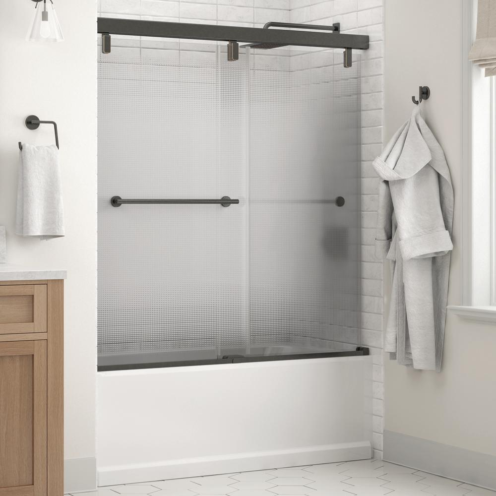 Everly 60 in. x 59-1/4 in. Mod Semi-Frameless Sliding Bathtub Door in Chrome and 1/4 in. (6mm) Clear Glass - Super Arbor