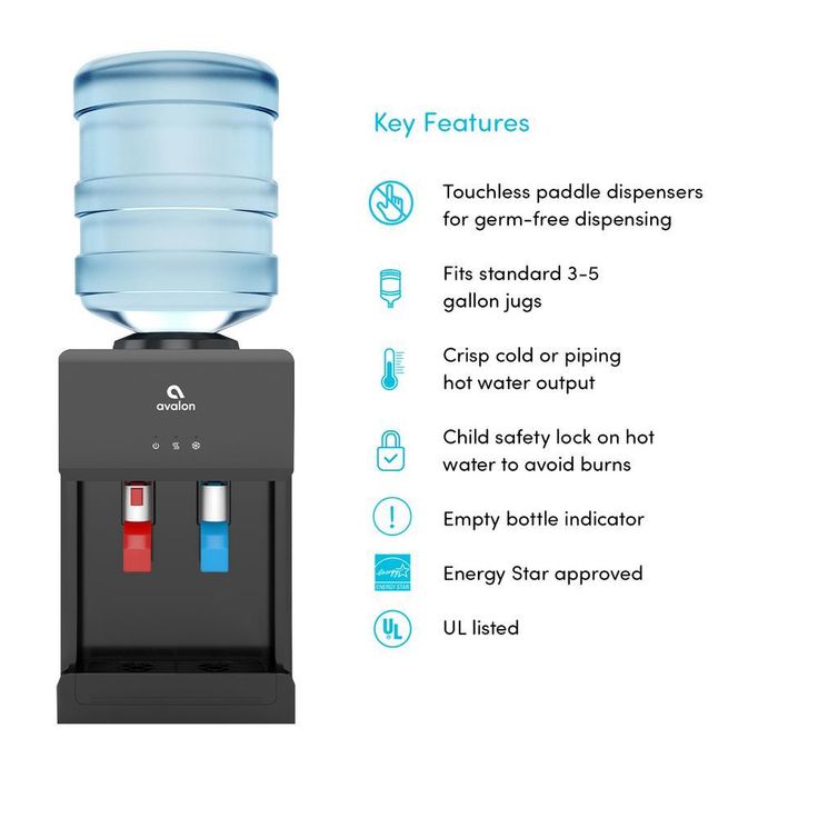 Premium Hot/Cold Top Loading Countertop Water Cooler Dispenser with Child Safety Lock, Black