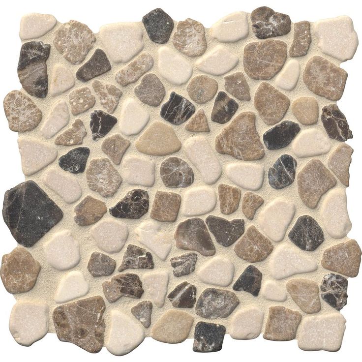MSI Mix Marble Pebbles 11.42 in. x 11.42 in. x 10mm Textured Marble Mesh-Mounted Mosaic Tile (9.1 sq. ft. / case)