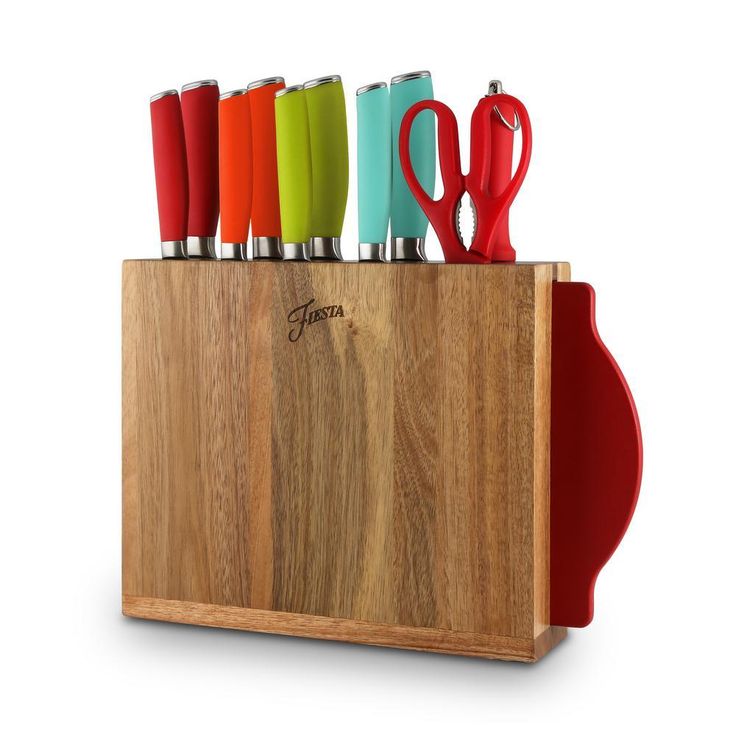 12-Piece Solid Multicolor Cutlery Set with Knife Block
