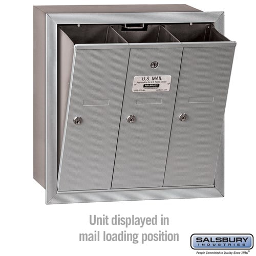 3-Door Aluminum Vertical Mailbox with Private Access