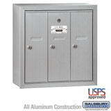 Salsbury Aluminum Surface-Mounted USPS Access Vertical Mailbox with 3 Doors, 18.75" W x 19" H x 7.5" D