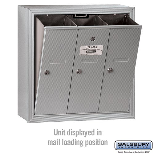 3-Door Aluminum Vertical Mailbox - Surface Mounted - USPS Approved