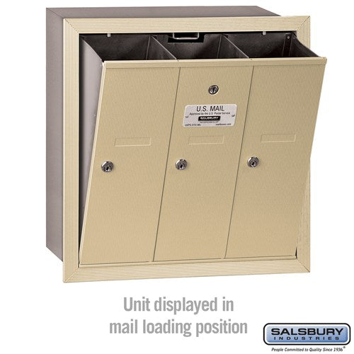 Vertical Mailbox with 3 Doors - Sandstone - Recessed Mounted - Private Access
