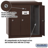 Bronze 3-Door Recessed Mailbox with Private Access