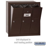 Bronze 3-Door Vertical Mailbox - Recessed Mounted - USPS Approved