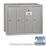 4-Door Aluminum Vertical Mailbox with Private Access and Recessed Mounting