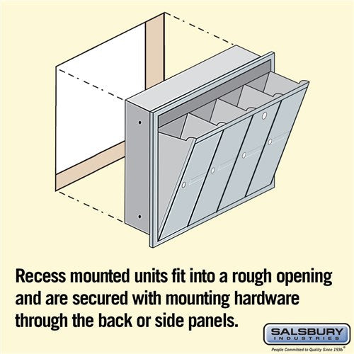 4-Door Aluminum Vertical Mailbox with Private Access and Recessed Mounting