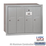 4-Door Aluminum Vertical Mailbox - Recessed Mounted - USPS Approved