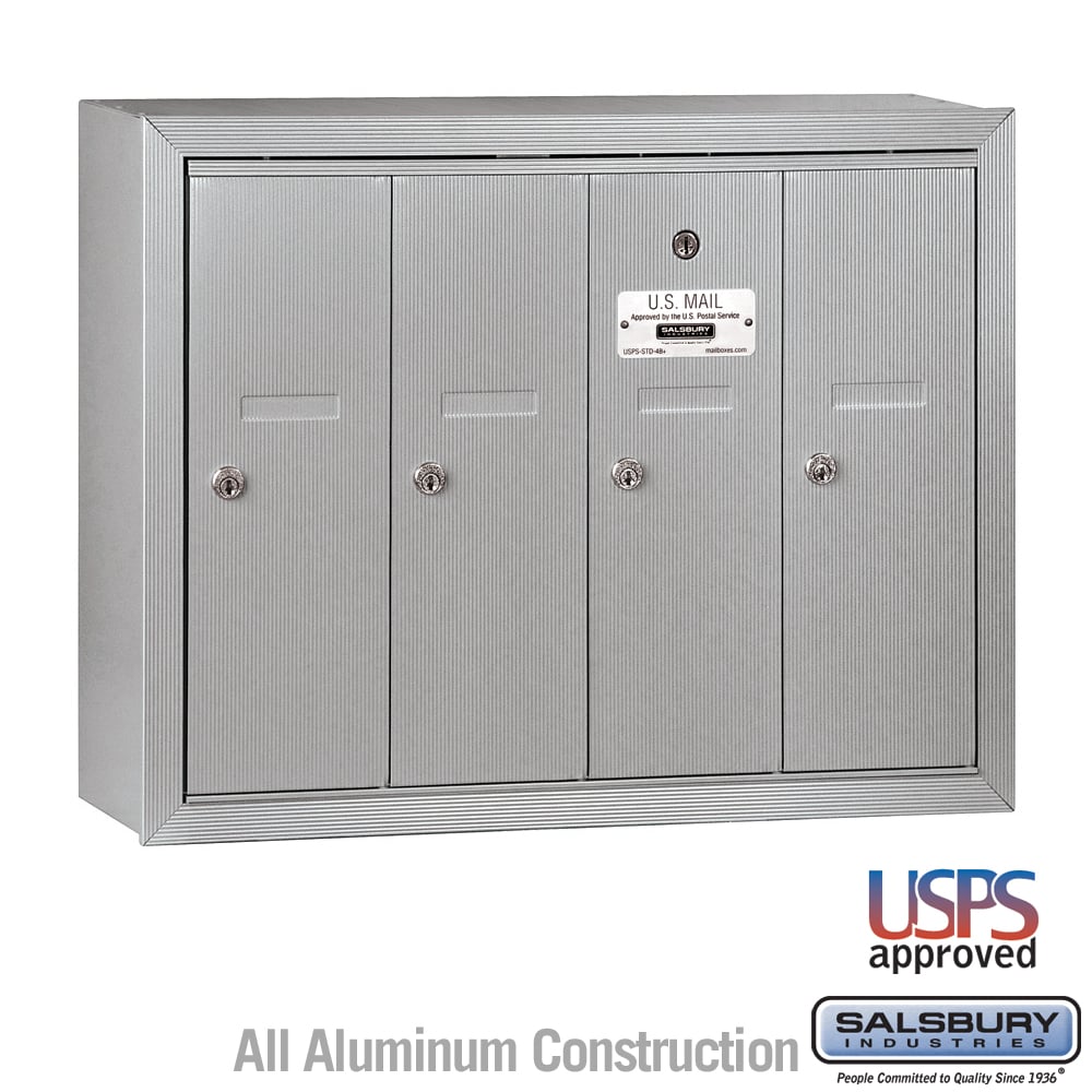 4-Door Aluminum Vertical Mailbox - Surface Mounted - USPS Access
