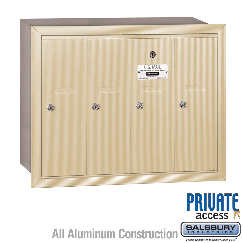 Vertical Mailbox with 5 Compartments - Sandstone - Recessed Mounted - Private Access