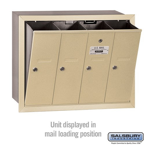 Vertical Mailbox with 5 Compartments - Sandstone - Recessed Mounted - Private Access