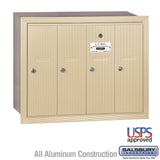 4-Door Sandstone Recessed Vertical Mailbox with USPS Approval