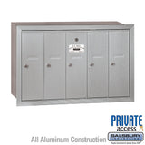 5-Door Aluminum Vertical Mailbox with Private Access and Recessed Mounting